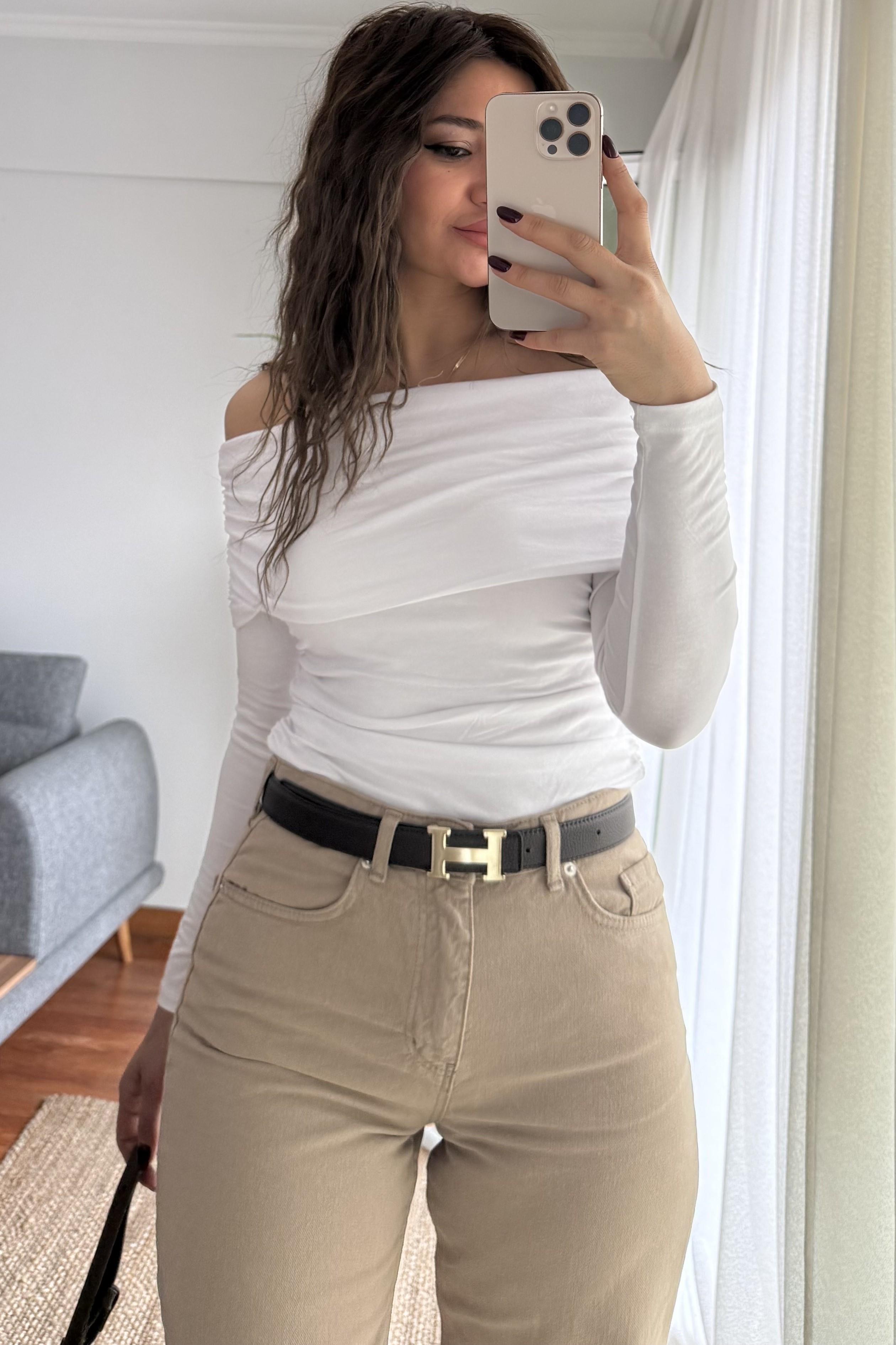 Regular Fit Yüksek Bel Geniş Paça Açık Kahve Jean Pantolon
