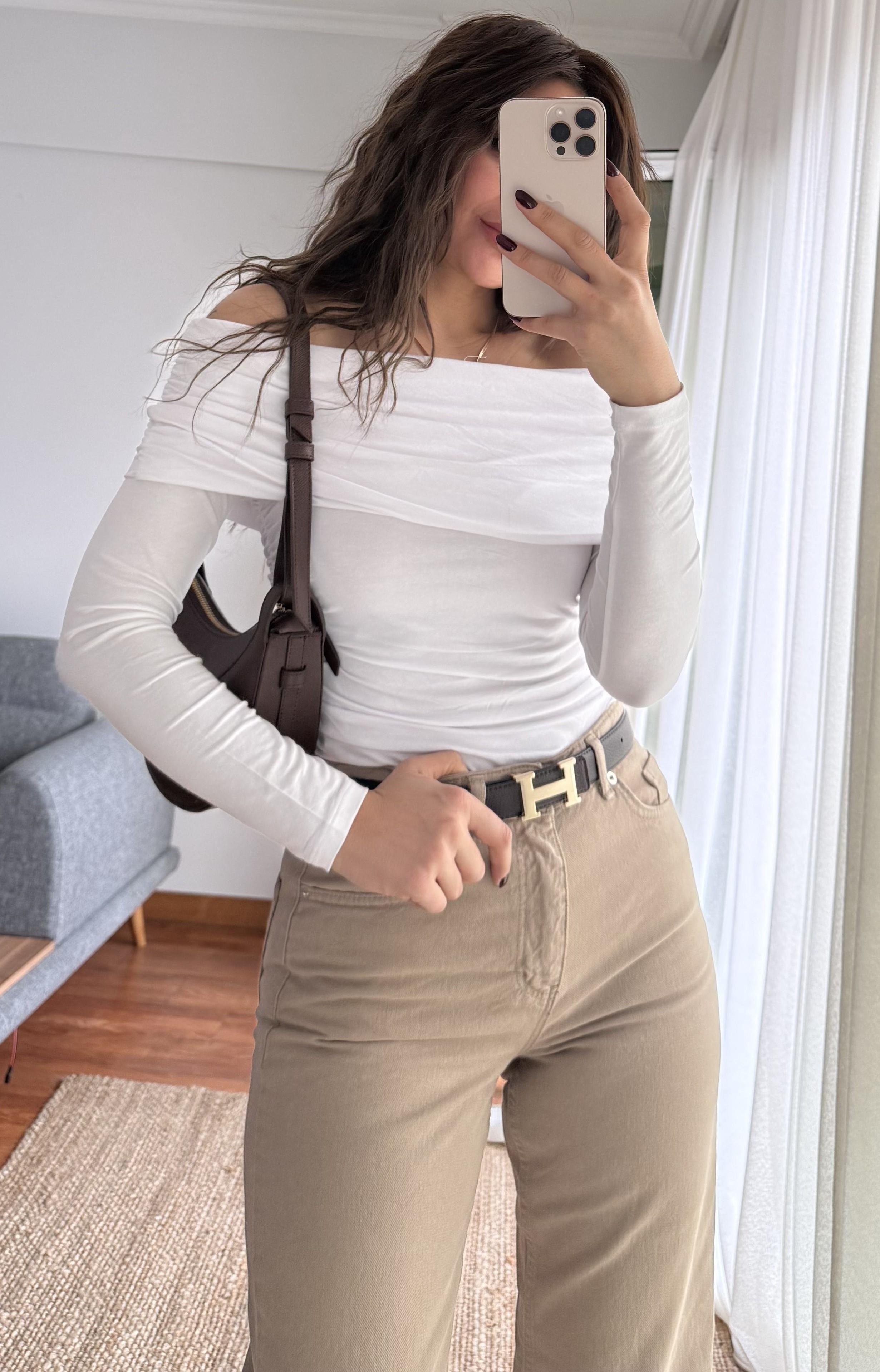 Regular Fit Yüksek Bel Geniş Paça Açık Kahve Jean Pantolon