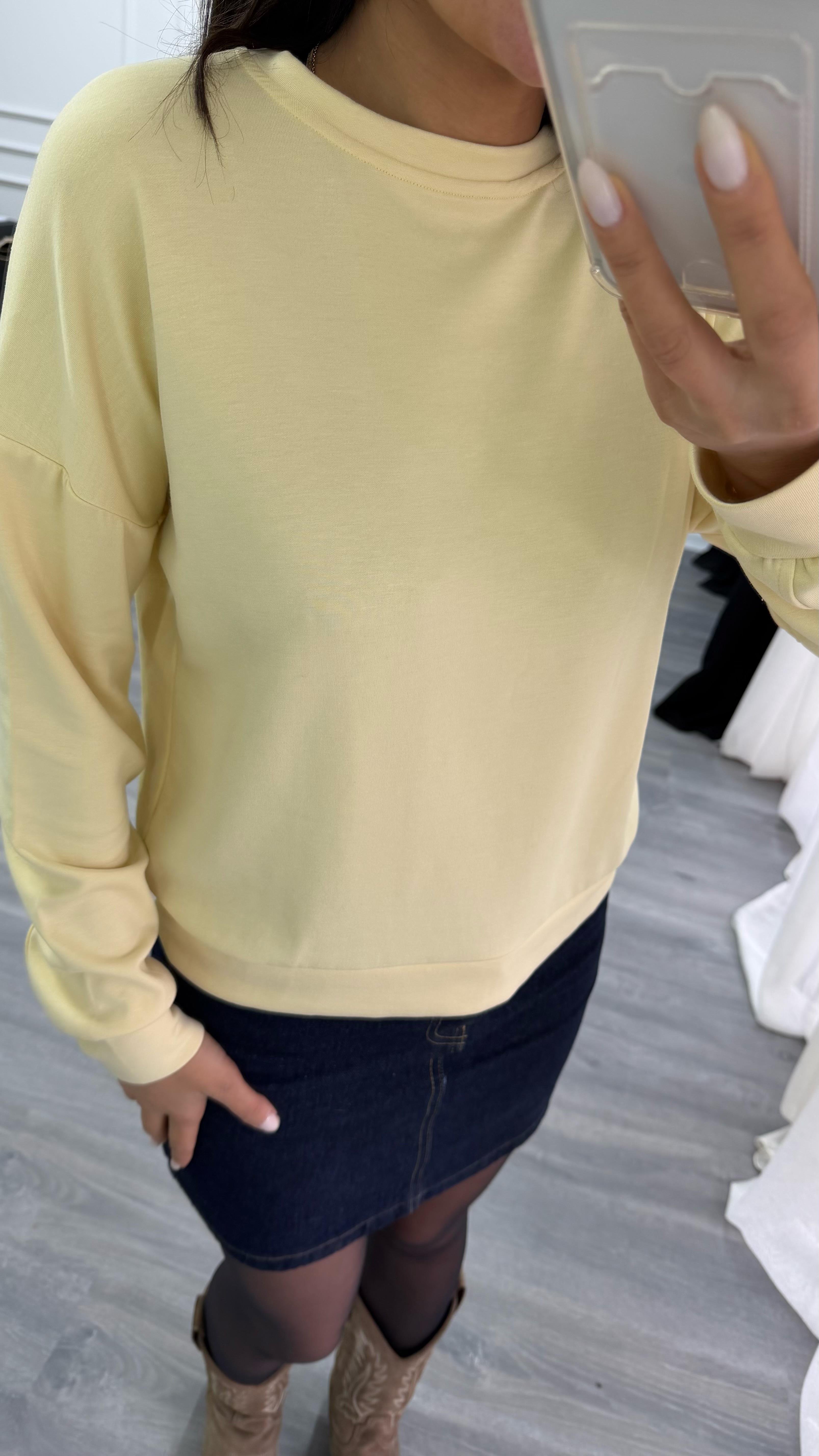 Sarı Bisiklet Yaka Sweatshirt