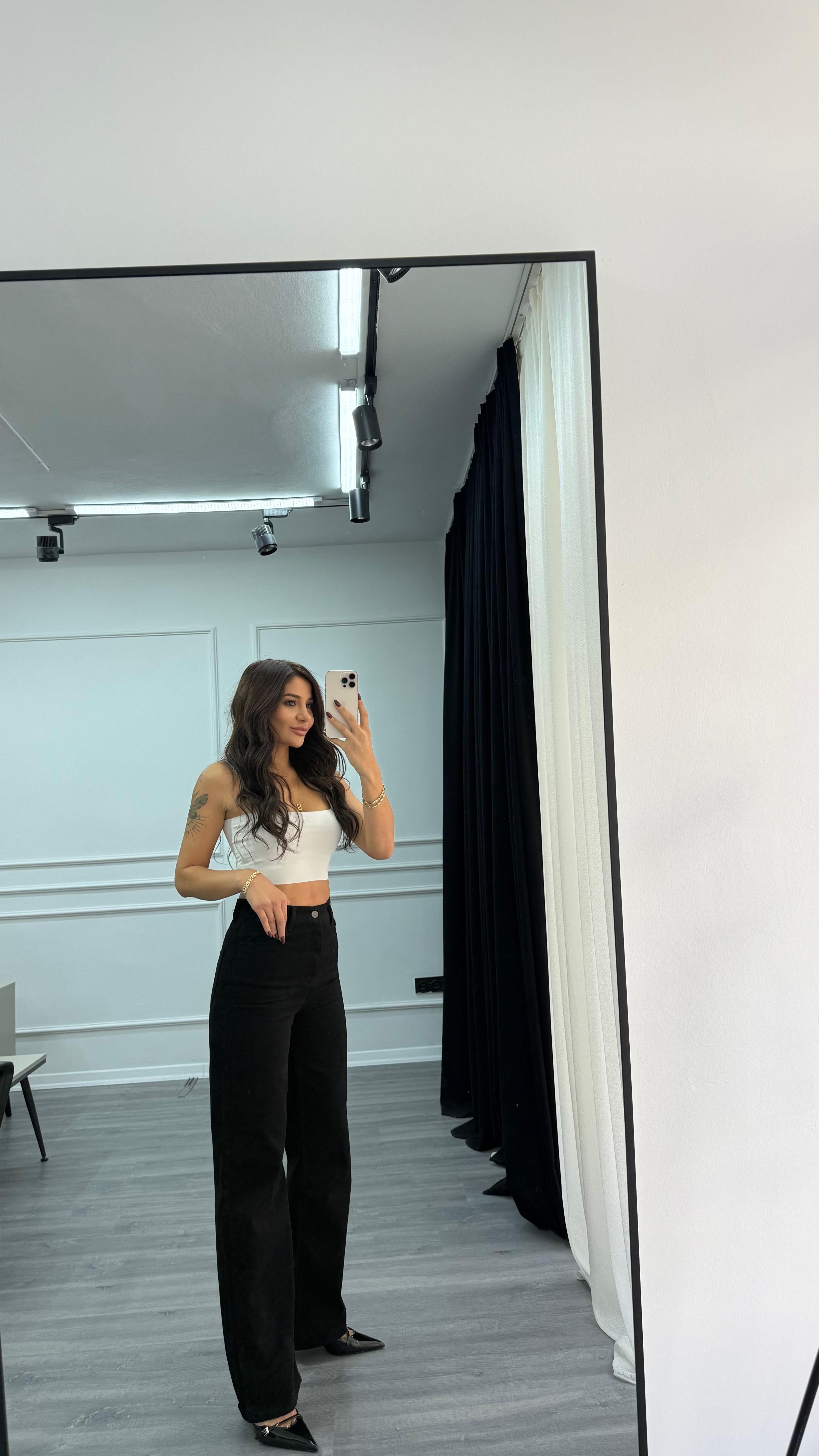 Siyah Bağlamalı Ceket ve Pantolon Denim Takım