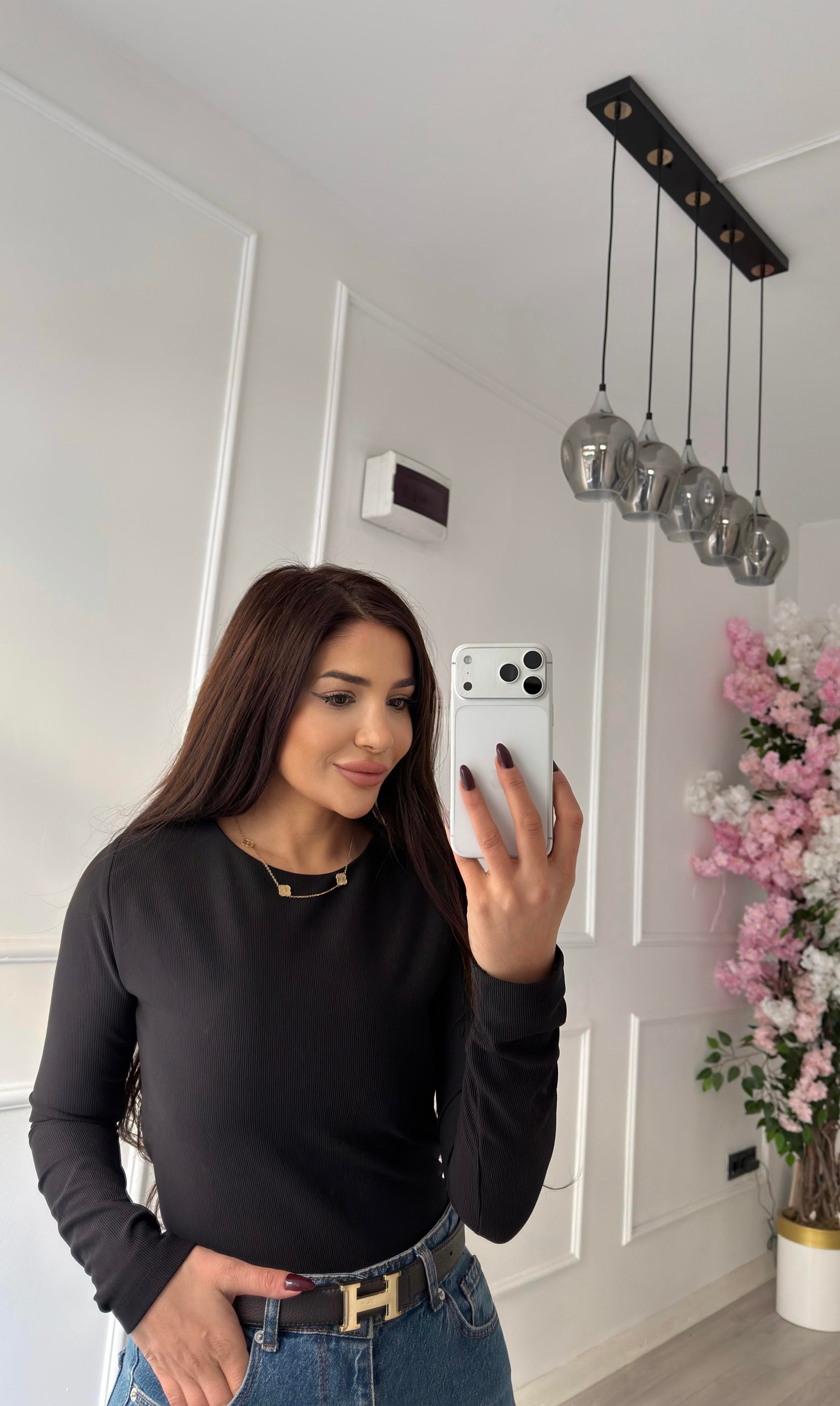 Siyah Çıtçıtlı Badi Uzun Kol 