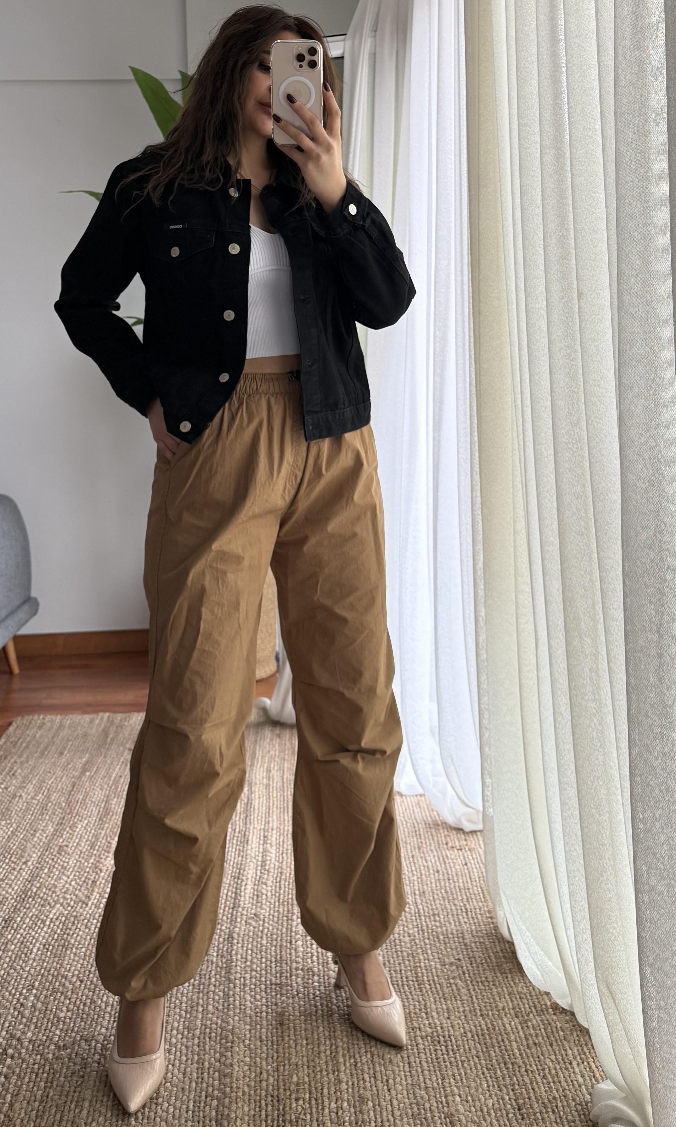 Slim Fit Yıkamalı Denim Kot Ceket -Siyah