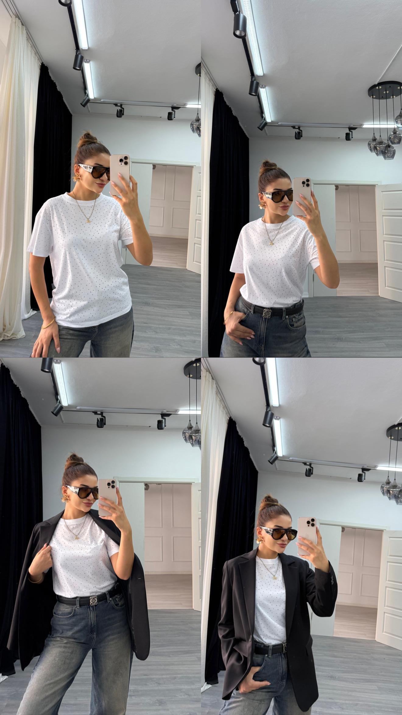 Tasarım bisiklet yaka t-shirt beyaz