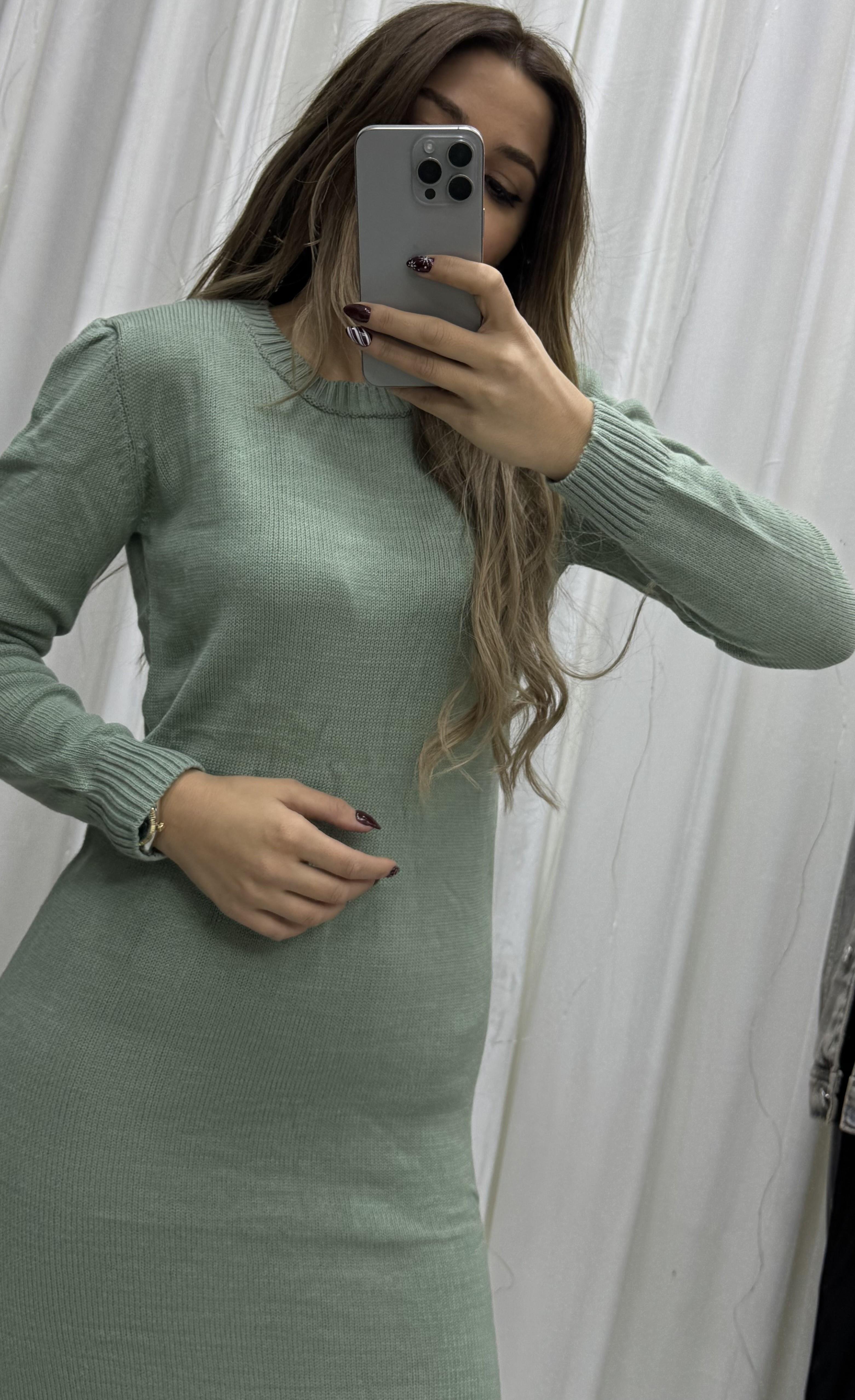 Yeni Sezon Bisiklet Yaka Triko Elbise