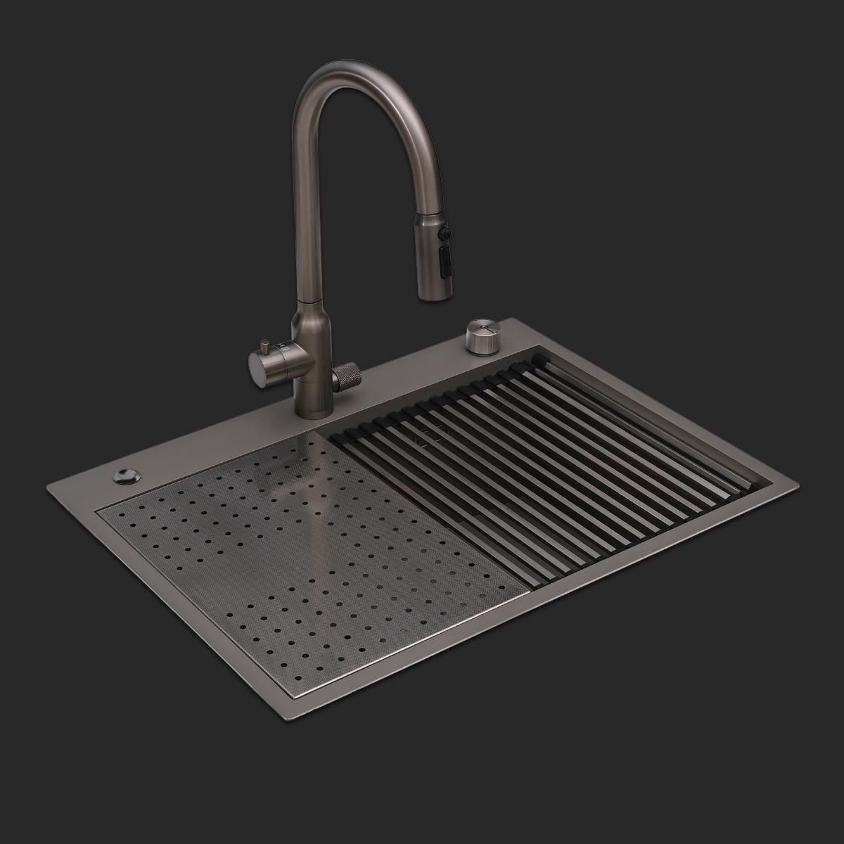 Alia El Yapımı Nano Eviye Seti 65x48 cm Mat Gri (Gun Grey)