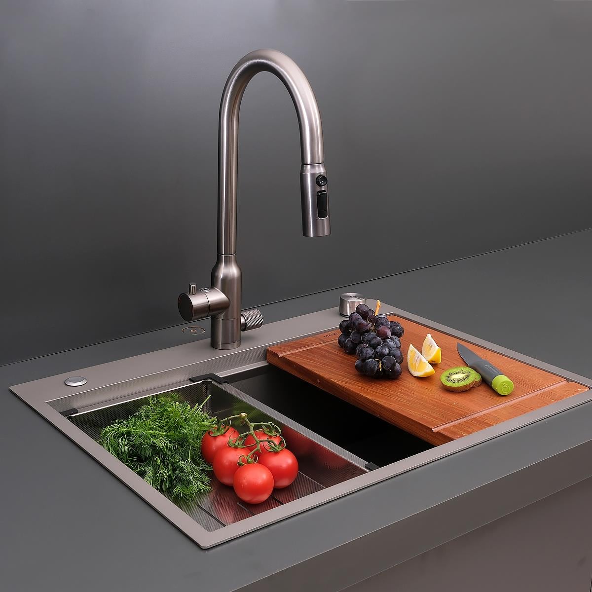 Alia El Yapımı Nano Eviye Seti 65x48 cm Mat Gri (Gun Grey)