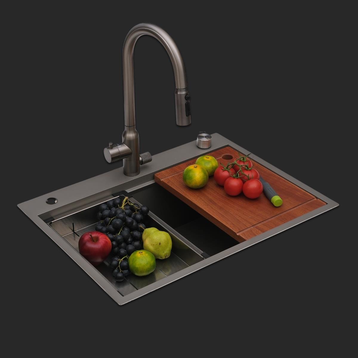 Alia El Yapımı Nano Eviye Seti 65x48 cm Mat Gri (Gun Grey)