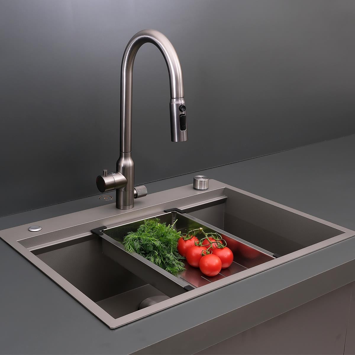 Alia El Yapımı Nano Eviye Seti 65x48 cm Mat Gri (Gun Grey)