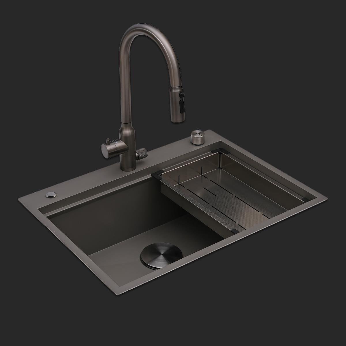 Alia El Yapımı Nano Eviye Seti 65x48 cm Mat Gri (Gun Grey)
