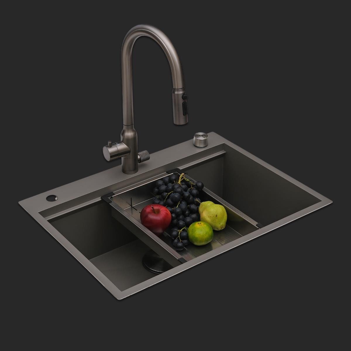 Alia El Yapımı Nano Eviye Seti 65x48 cm Mat Gri (Gun Grey)
