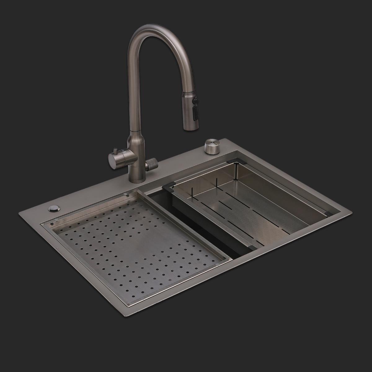 Alia El Yapımı Nano Eviye Seti 65x48 cm Mat Gri (Gun Grey)