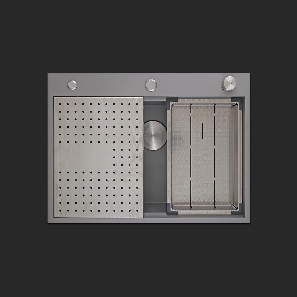 Alia El Yapımı Nano Eviye Seti 65x48 cm Mat Gri (Gun Grey)