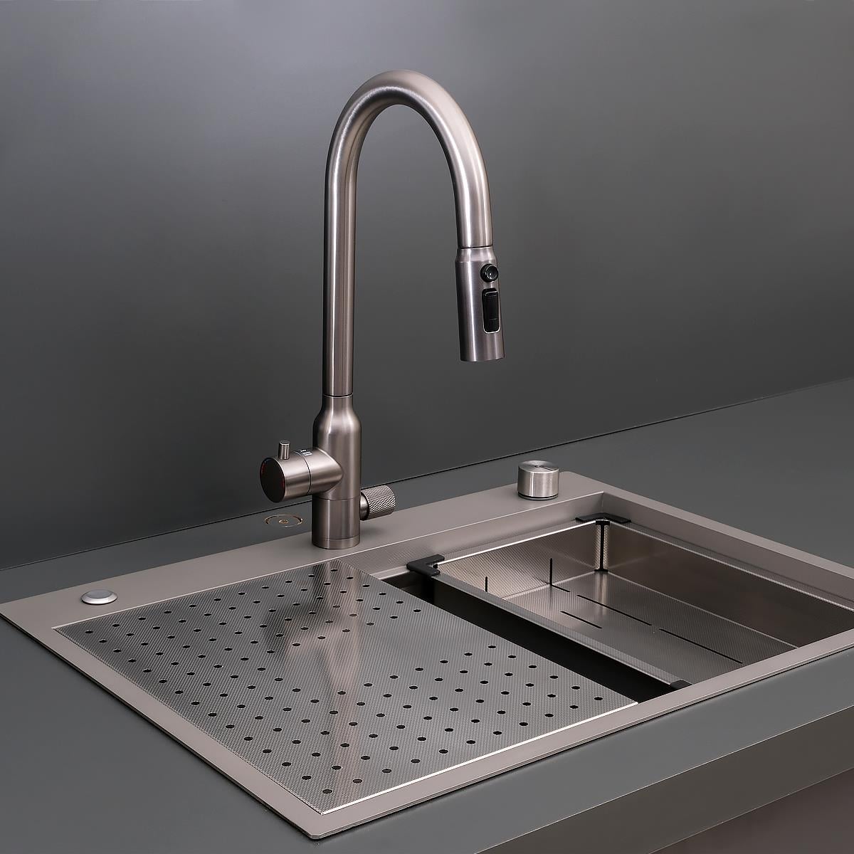 Alia El Yapımı Nano Eviye Seti 65x48 cm Mat Gri (Gun Grey)