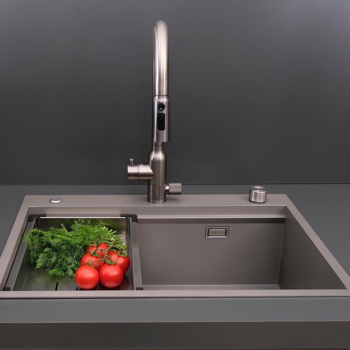 Alia El Yapımı Nano Eviye Seti 65x48 cm Mat Gri (Gun Grey)