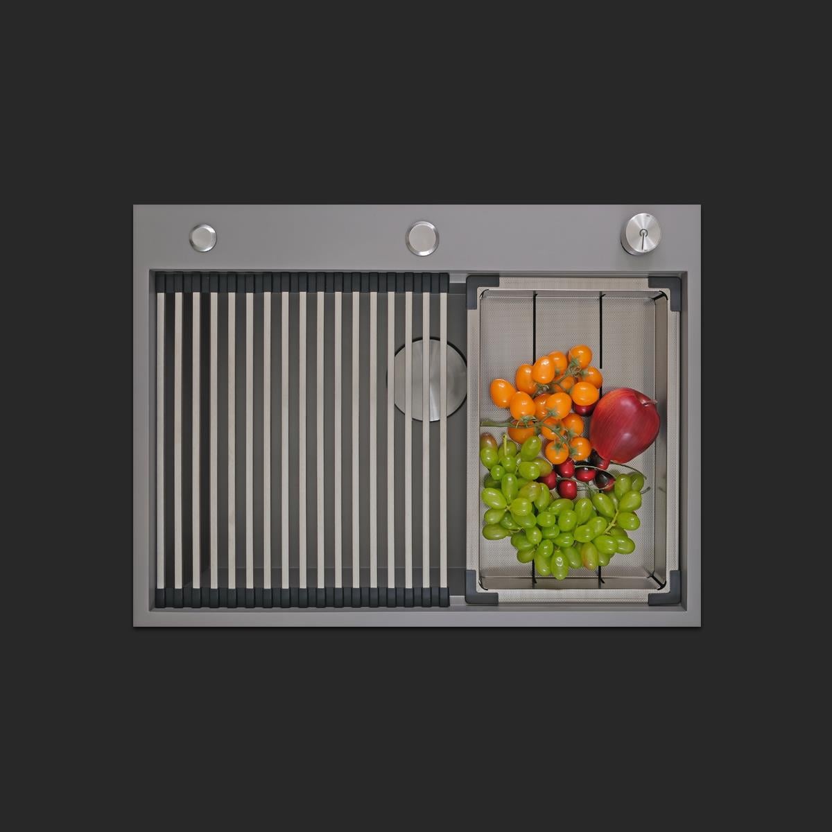 Alia El Yapımı Nano Eviye Seti 65x48 cm Mat Gri (Gun Grey)