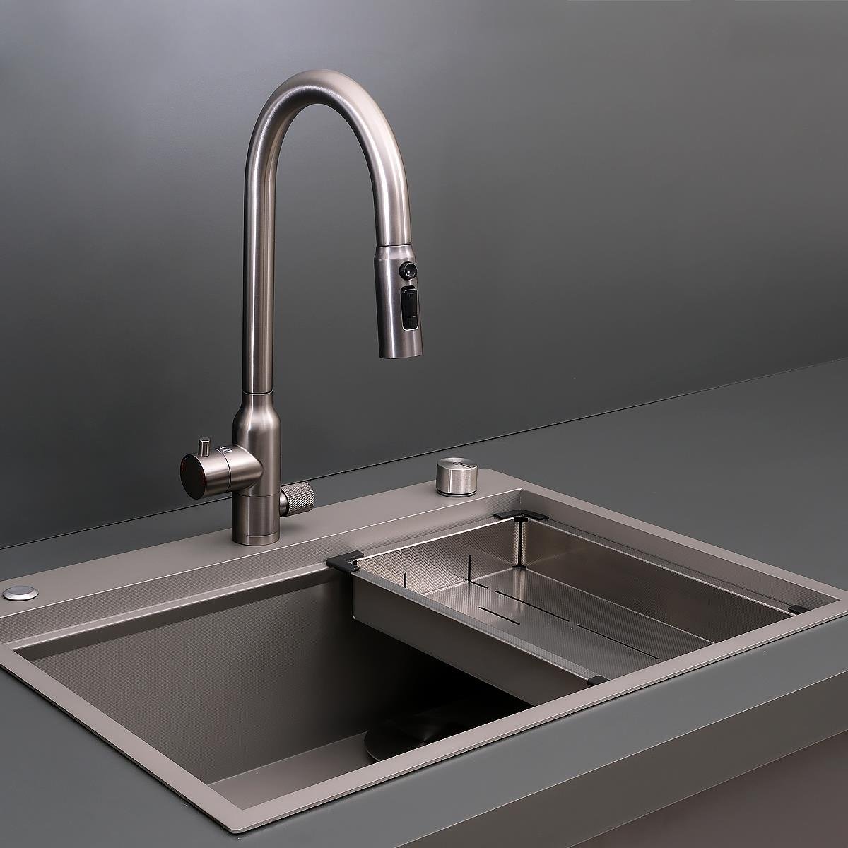 Alia El Yapımı Nano Eviye Seti 65x48 cm Mat Gri (Gun Grey)