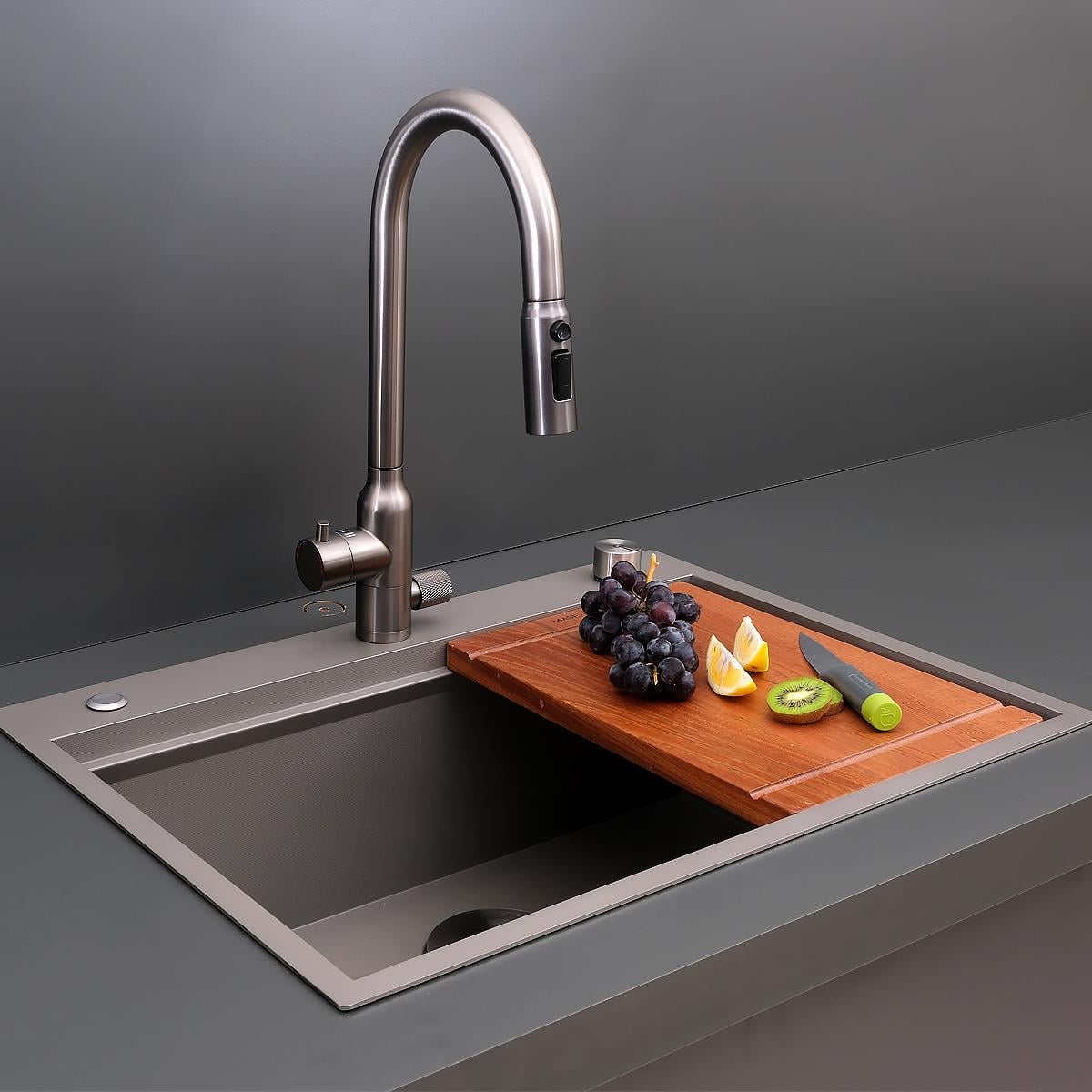 Alia El Yapımı Nano Eviye Seti 65x48 cm Mat Gri (Gun Grey)
