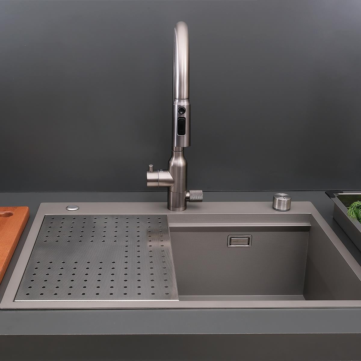 Alia El Yapımı Nano Eviye Seti 65x48 cm Mat Gri (Gun Grey)