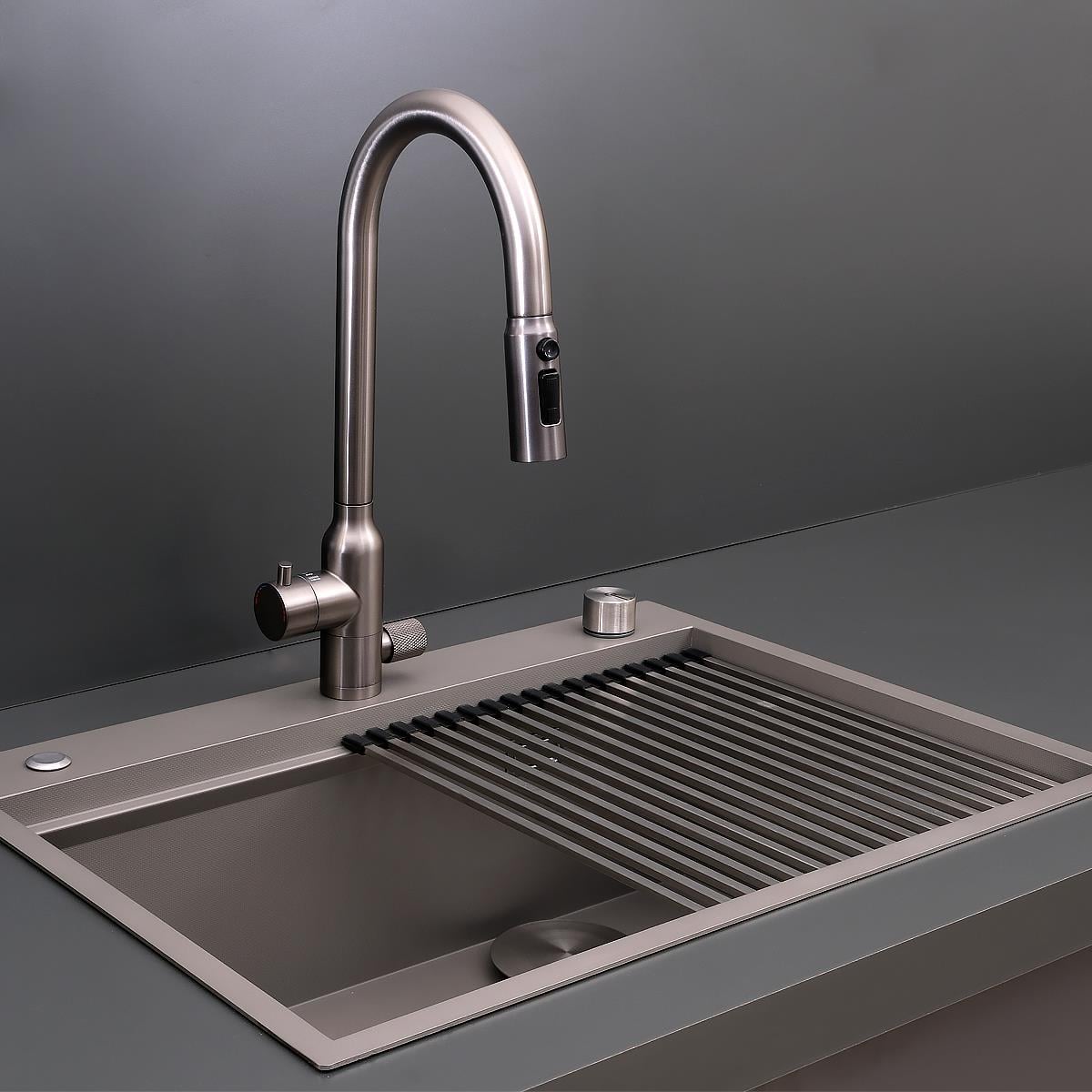 Alia El Yapımı Nano Eviye Seti 65x48 cm Mat Gri (Gun Grey)