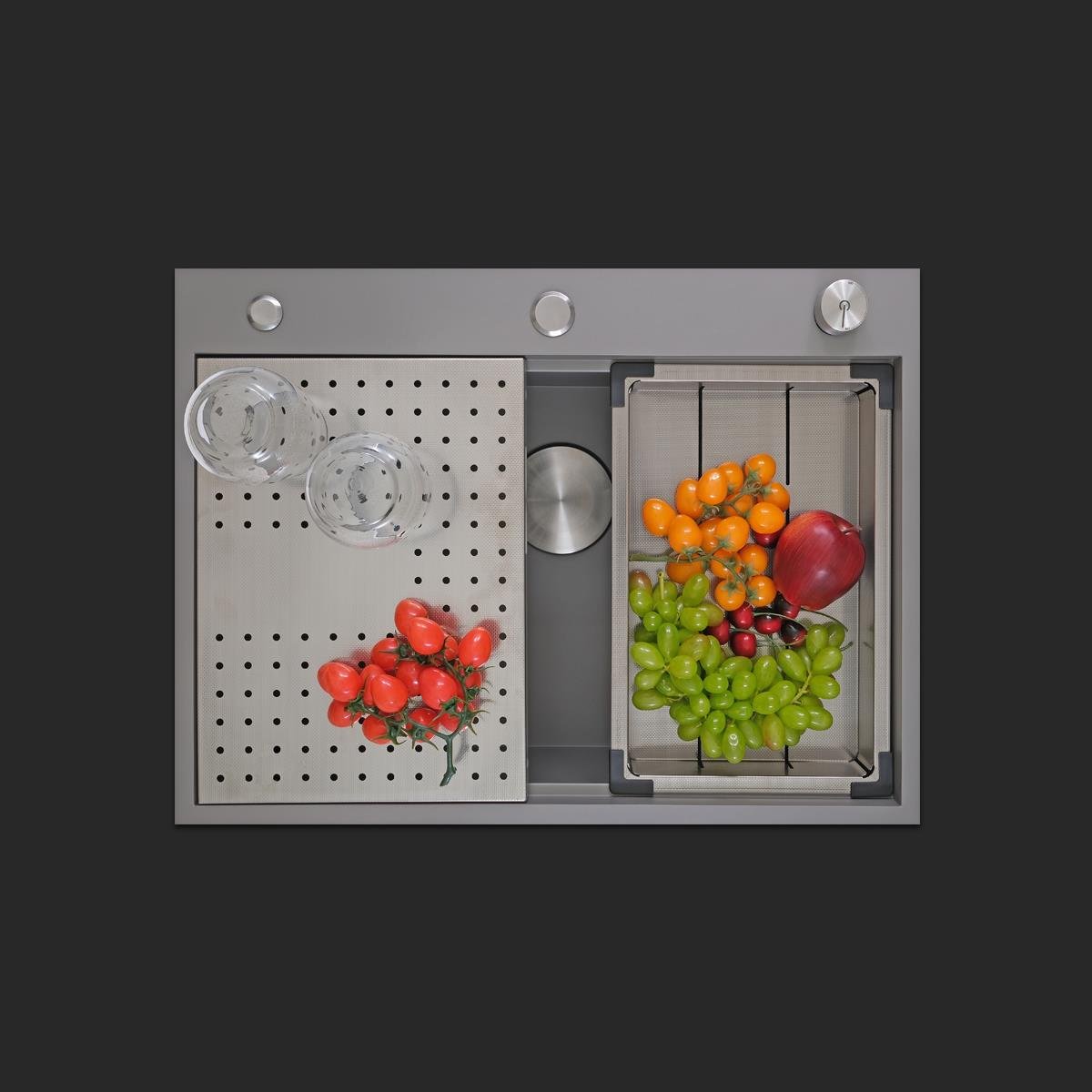Alia El Yapımı Nano Eviye Seti 65x48 cm Mat Gri (Gun Grey)