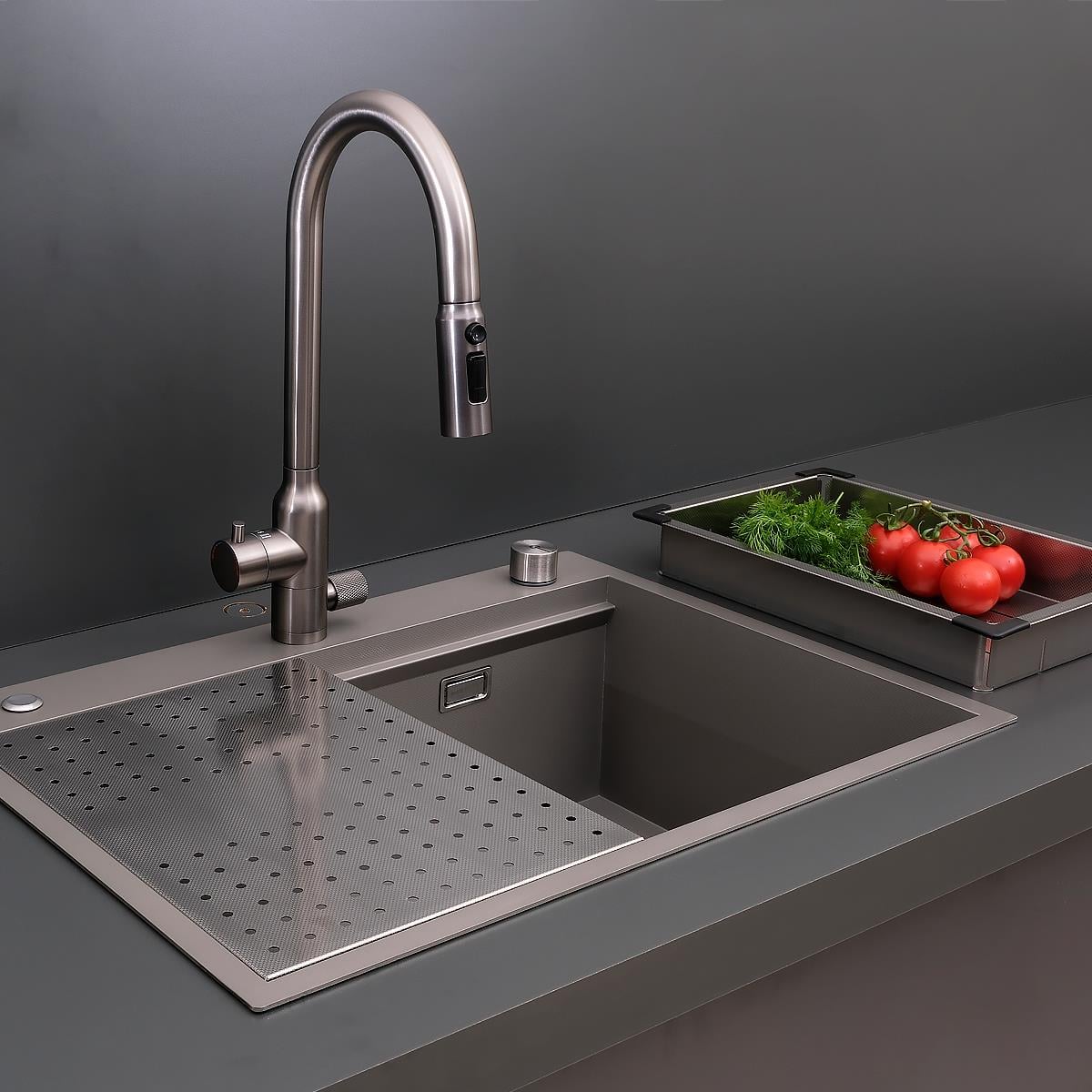 Alia El Yapımı Nano Eviye Seti 65x48 cm Mat Gri (Gun Grey)
