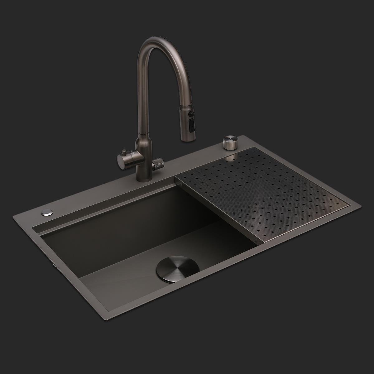 Alia El Yapımı Nano Eviye Seti 75x48 cm Mat Gri (Gun Grey)