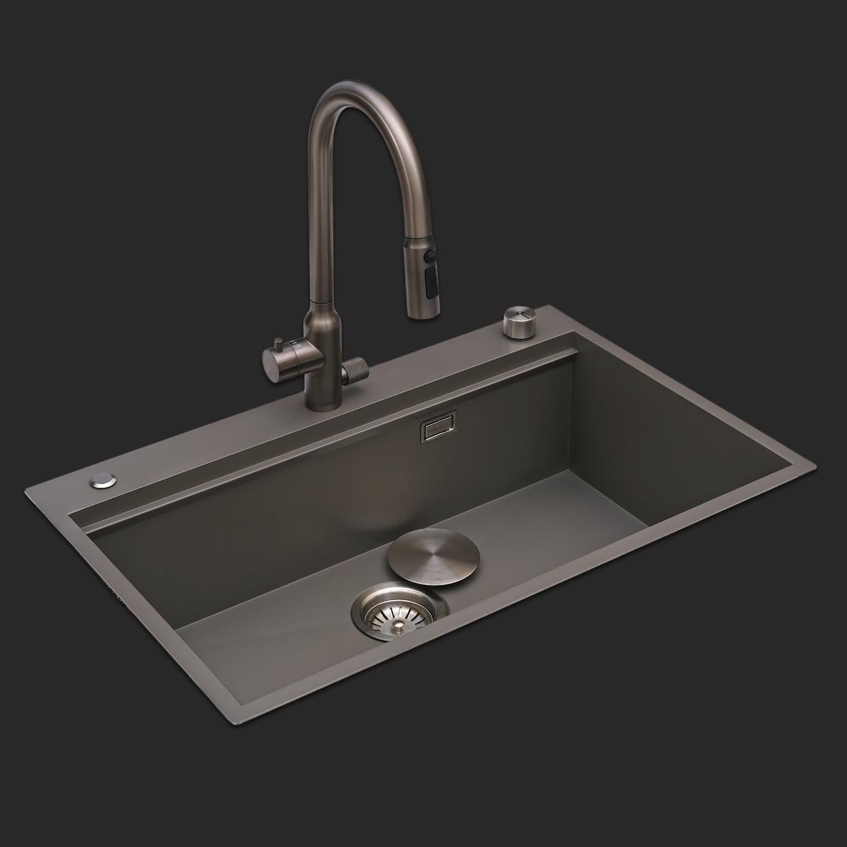 Alia El Yapımı Nano Eviye Seti 75x48 cm Mat Gri (Gun Grey)
