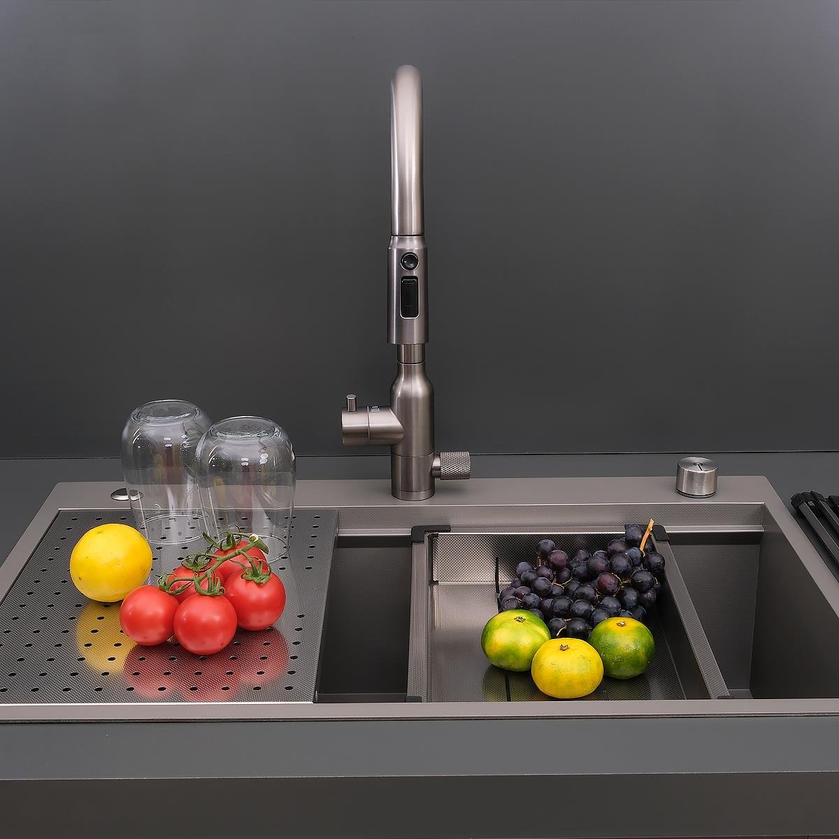 Alia El Yapımı Nano Eviye Seti 75x48 cm Mat Gri (Gun Grey)
