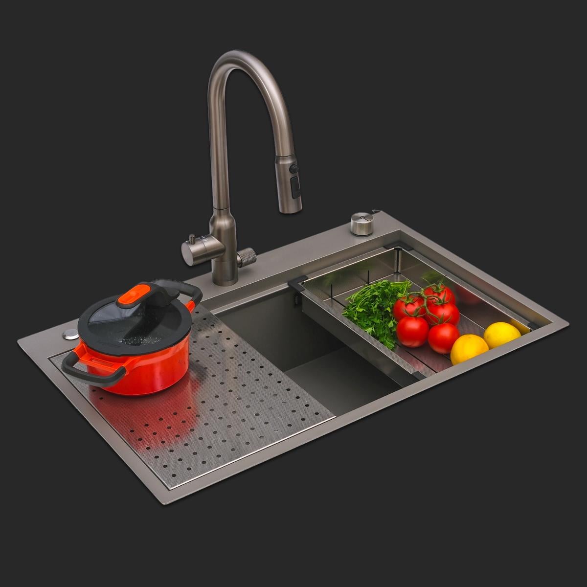 Alia El Yapımı Nano Eviye Seti 75x48 cm Mat Gri (Gun Grey)