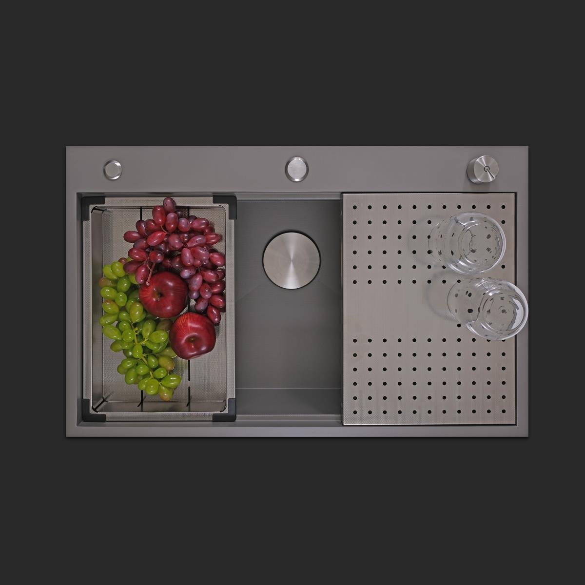 Alia El Yapımı Nano Eviye Seti 75x48 cm Mat Gri (Gun Grey)