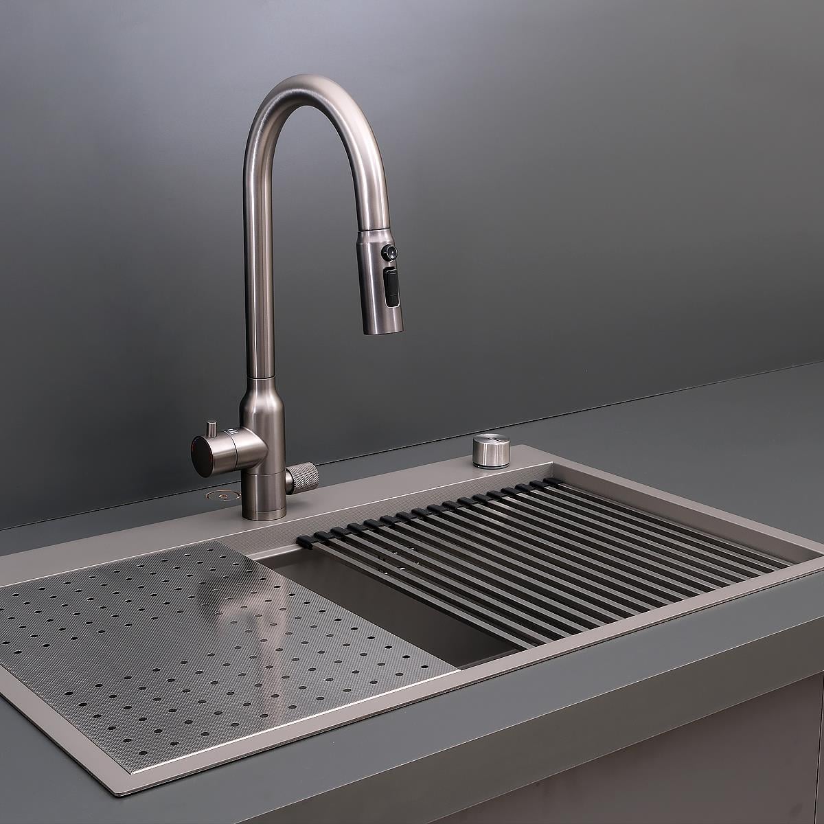 Alia El Yapımı Nano Eviye Seti 75x48 cm Mat Gri (Gun Grey)