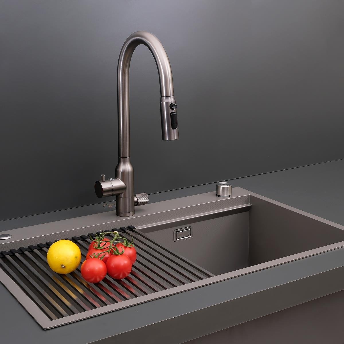 Alia El Yapımı Nano Eviye Seti 75x48 cm Mat Gri (Gun Grey)