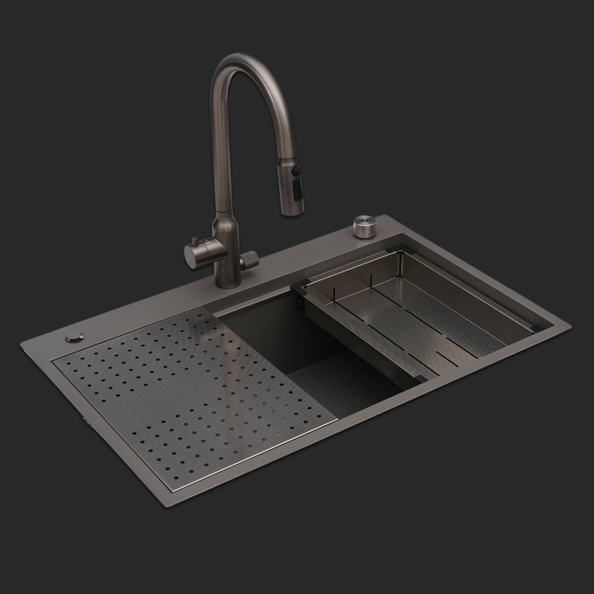 Alia El Yapımı Nano Eviye Seti 75x48 cm Mat Gri (Gun Grey)