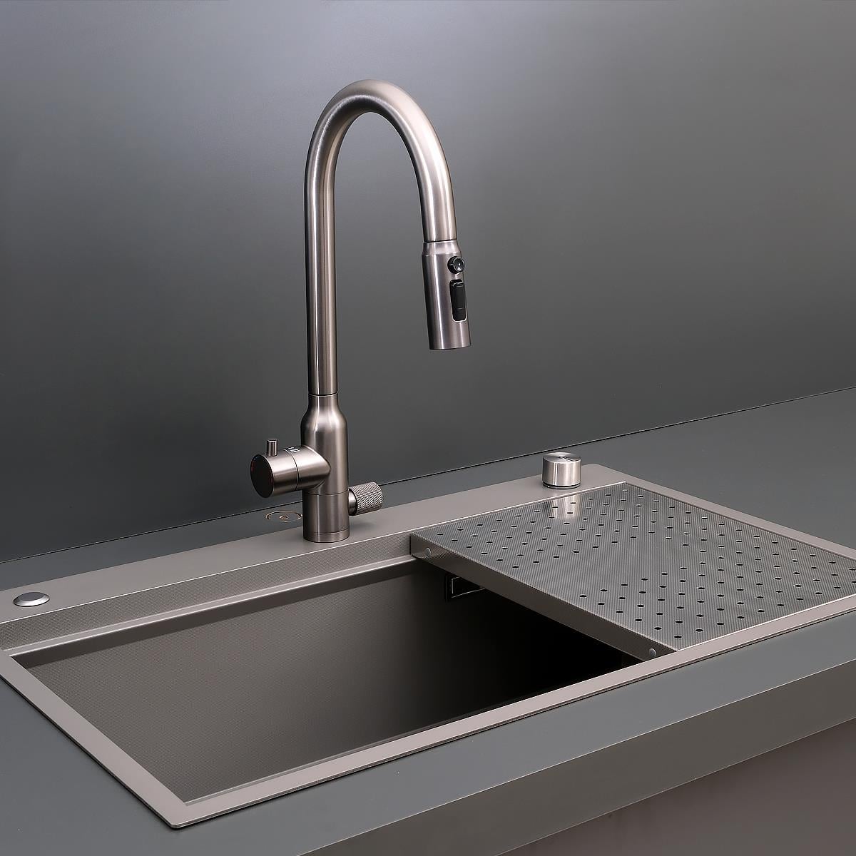 Alia El Yapımı Nano Eviye Seti 75x48 cm Mat Gri (Gun Grey)