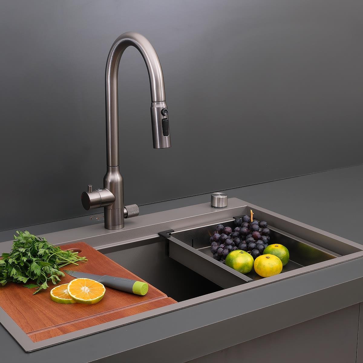 Alia El Yapımı Nano Eviye Seti 75x48 cm Mat Gri (Gun Grey)
