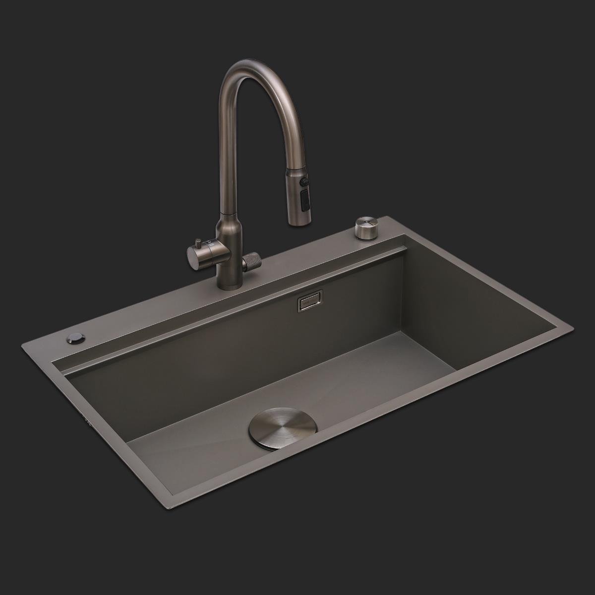 Alia El Yapımı Nano Eviye Seti 75x48 cm Mat Gri (Gun Grey)