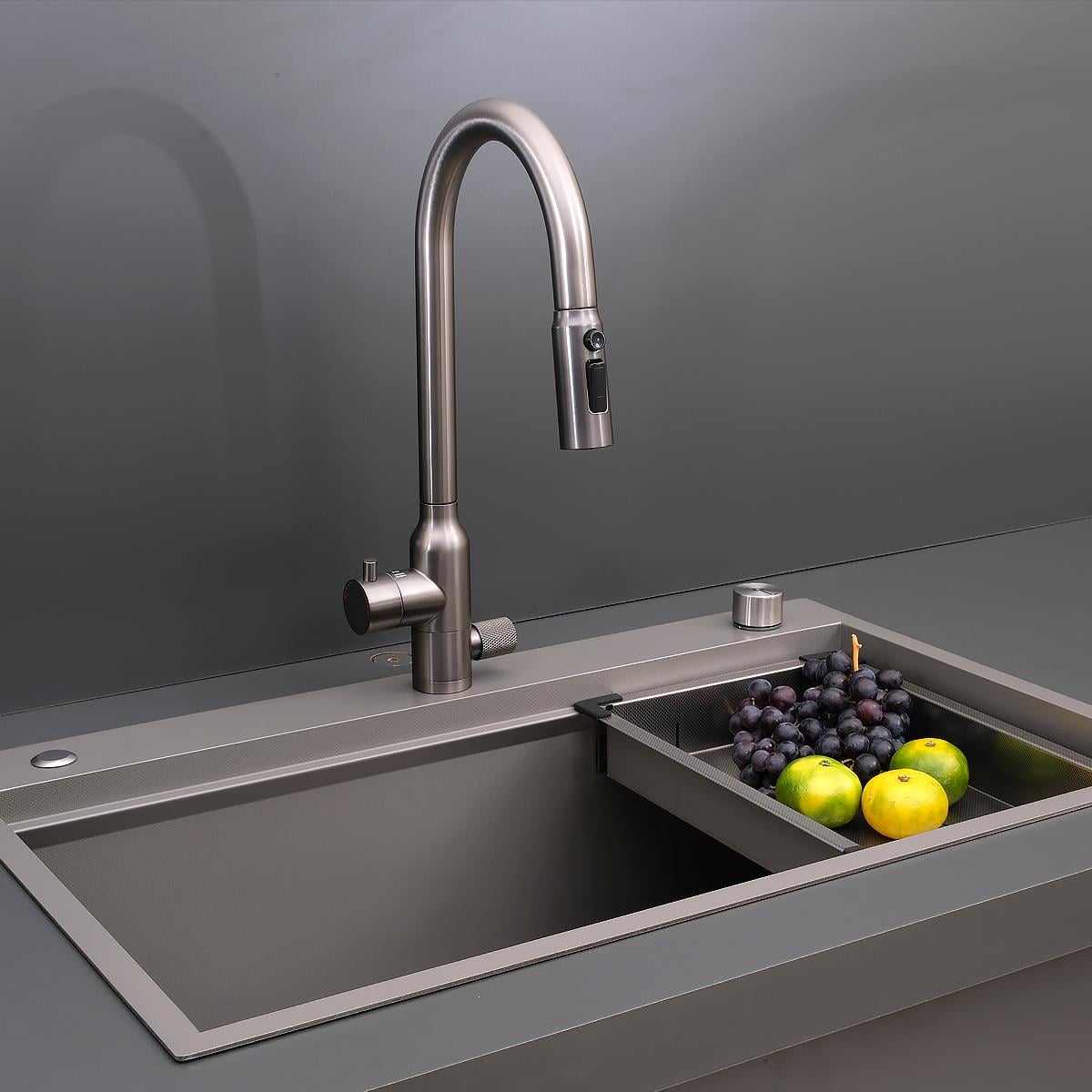 Alia El Yapımı Nano Eviye Seti 75x48 cm Mat Gri (Gun Grey)