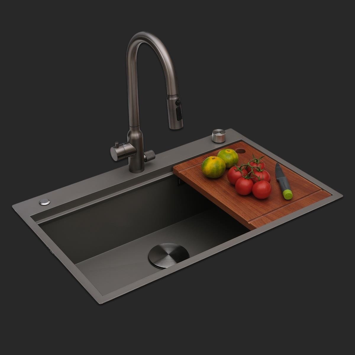 Alia El Yapımı Nano Eviye Seti 75x48 cm Mat Gri (Gun Grey)