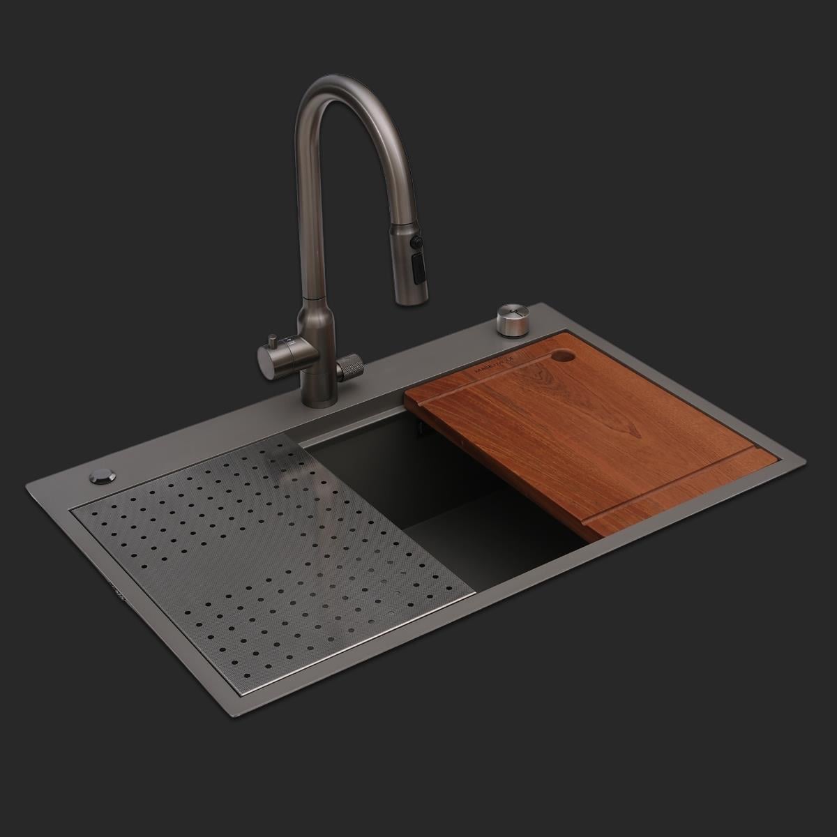 Alia El Yapımı Nano Eviye Seti 75x48 cm Mat Gri (Gun Grey)