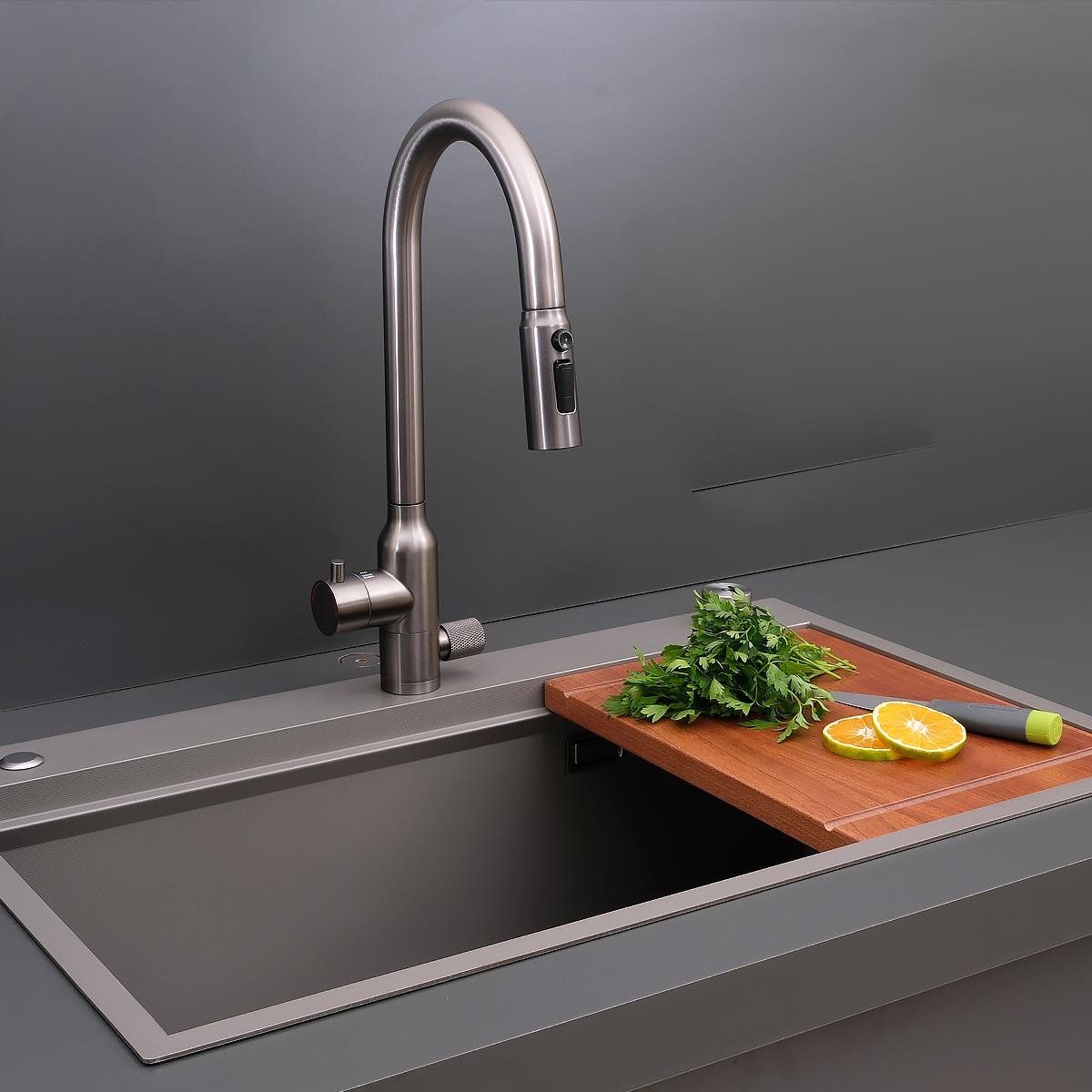 Alia El Yapımı Nano Eviye Seti 75x48 cm Mat Gri (Gun Grey)