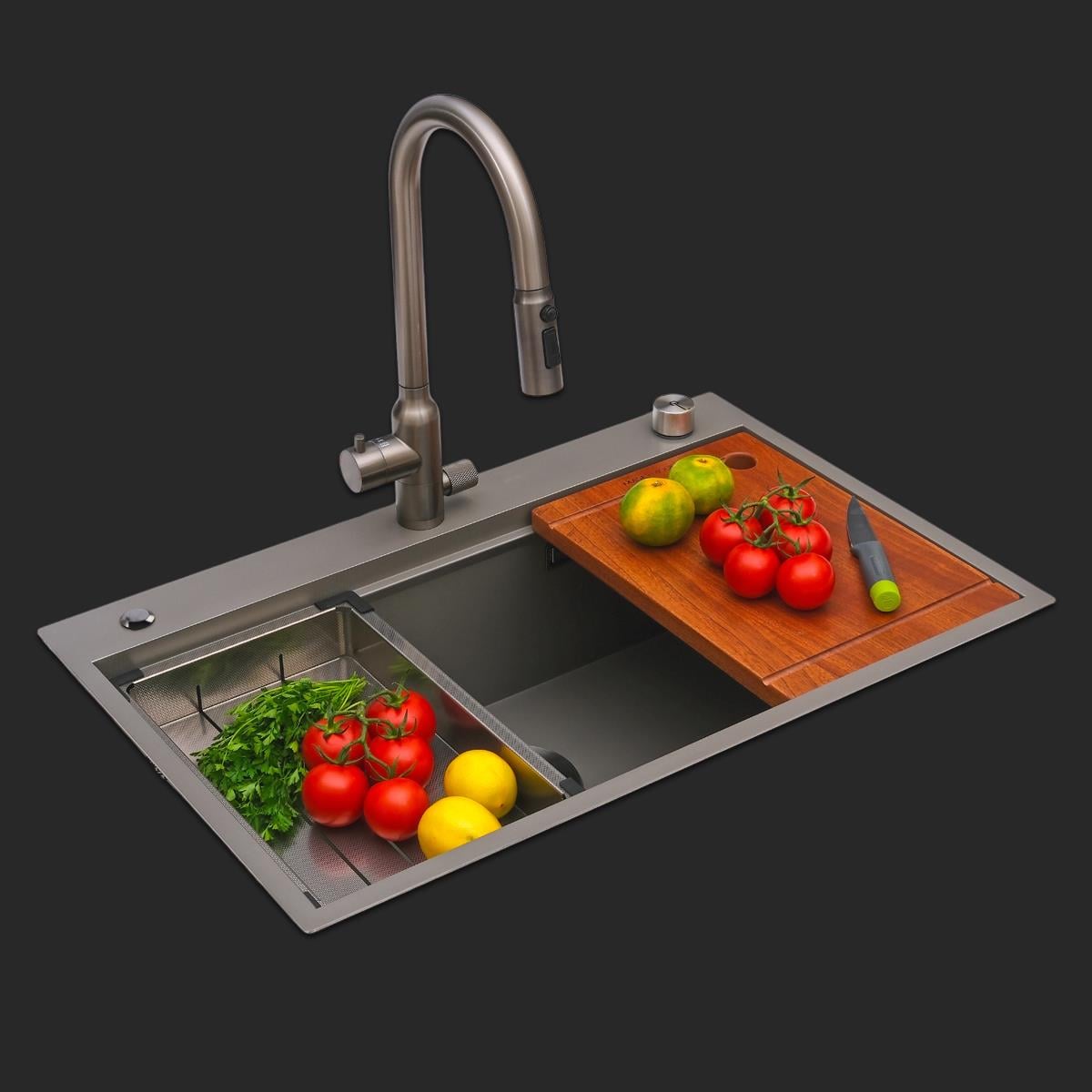 Alia El Yapımı Nano Eviye Seti 75x48 cm Mat Gri (Gun Grey)