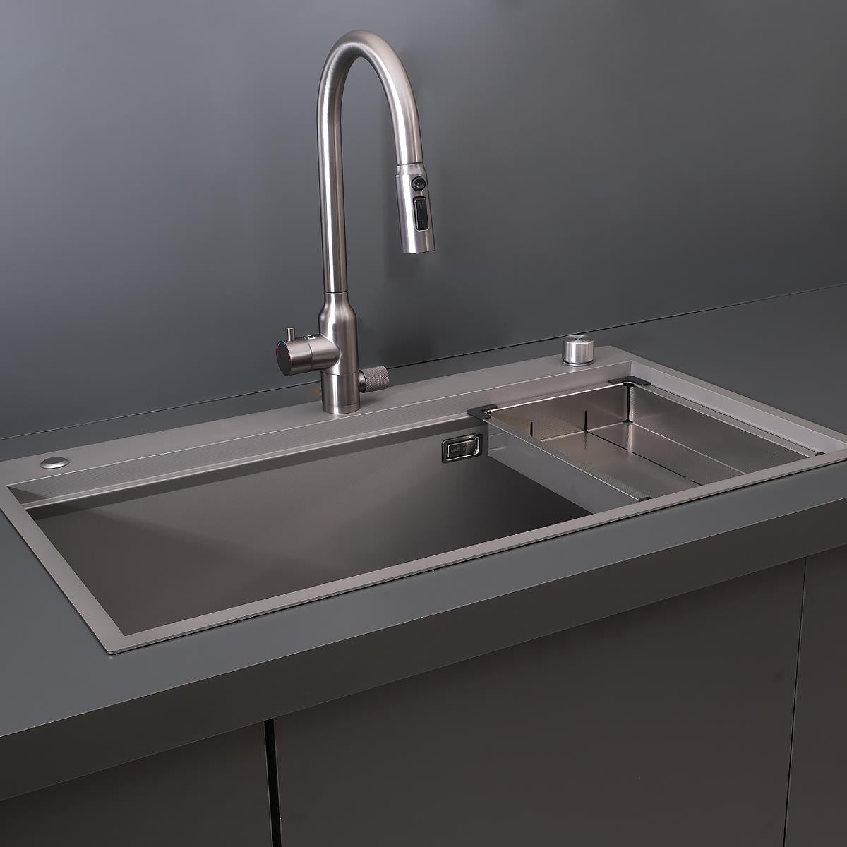 Alia El Yapımı Nano Eviye Seti 85x48 cm Mat Gri (Gun Grey)