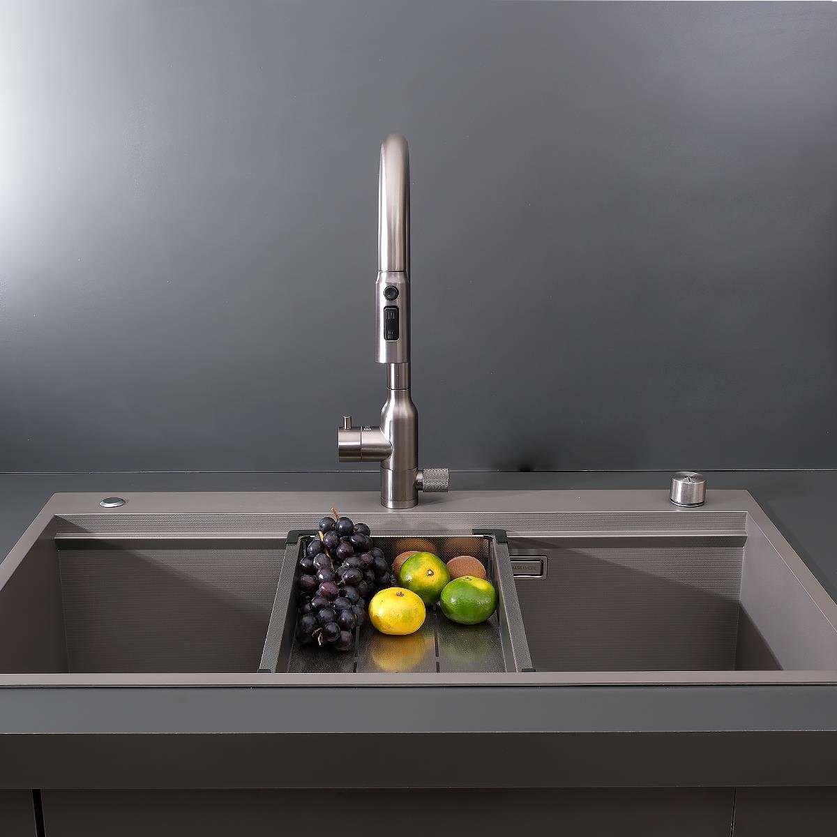 Alia El Yapımı Nano Eviye Seti 85x48 cm Mat Gri (Gun Grey)