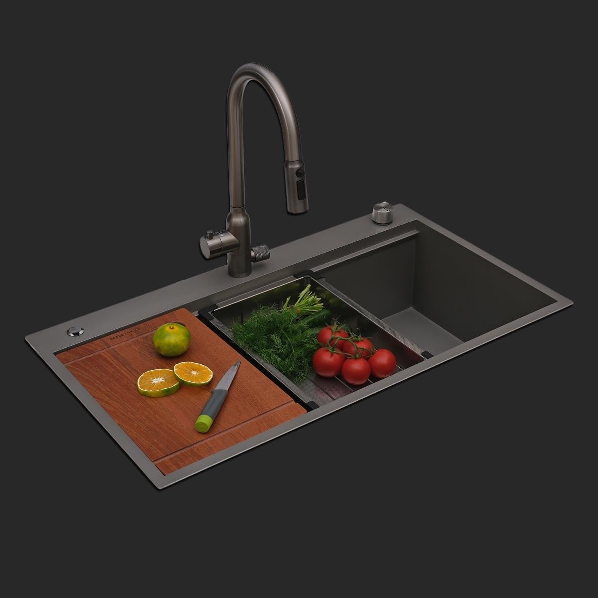 Alia El Yapımı Nano Eviye Seti 85x48 cm Mat Gri (Gun Grey)