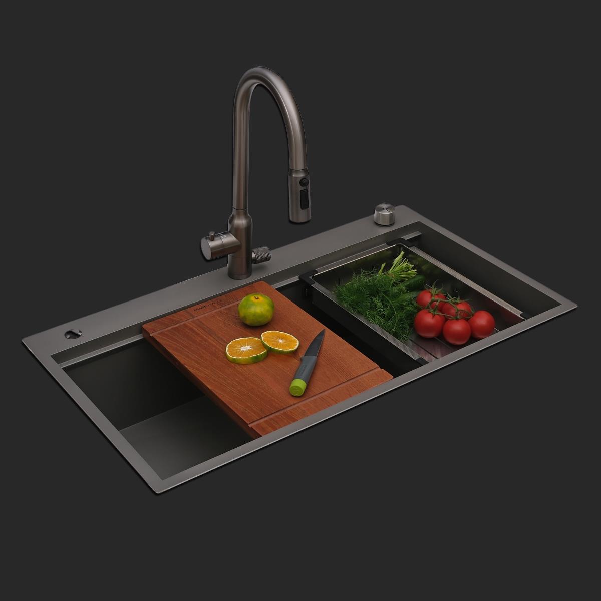 Alia El Yapımı Nano Eviye Seti 85x48 cm Mat Gri (Gun Grey)