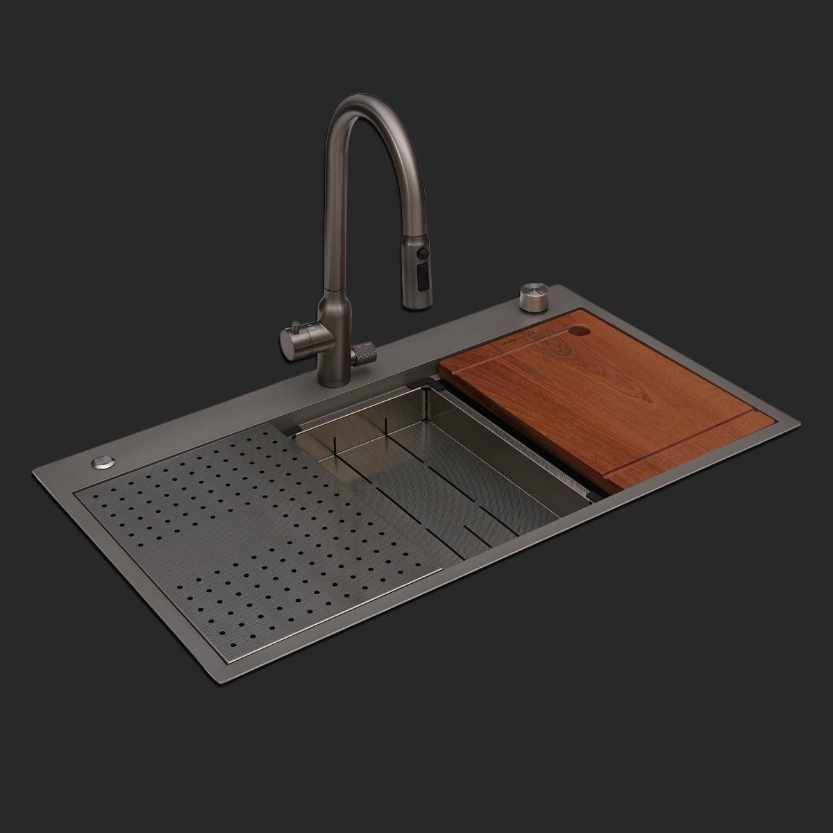 Alia El Yapımı Nano Eviye Seti 85x48 cm Mat Gri (Gun Grey)