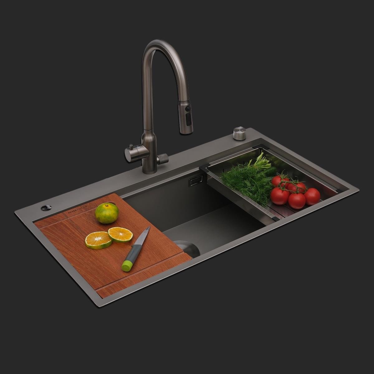 Alia El Yapımı Nano Eviye Seti 85x48 cm Mat Gri (Gun Grey)