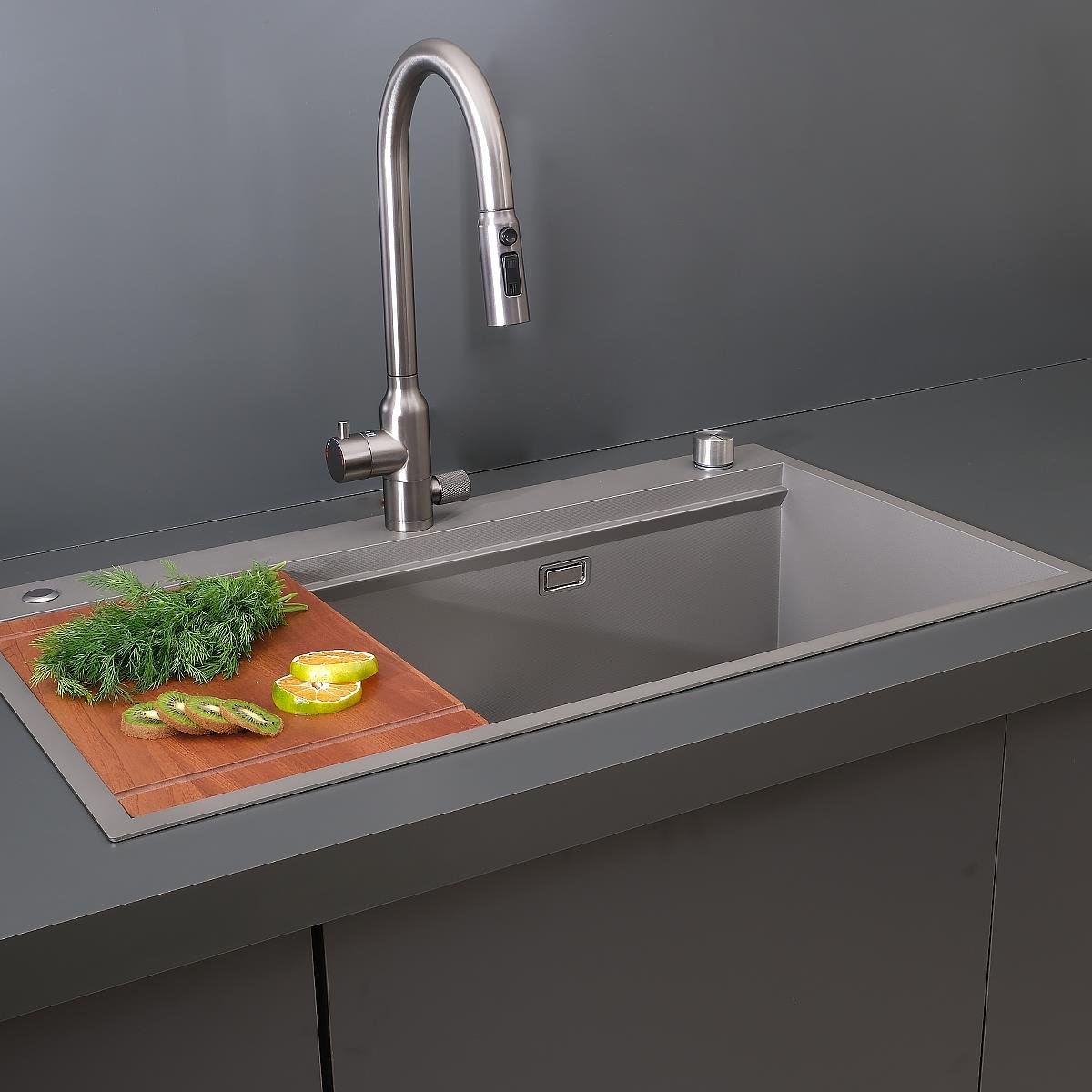 Alia El Yapımı Nano Eviye Seti 85x48 cm Mat Gri (Gun Grey)