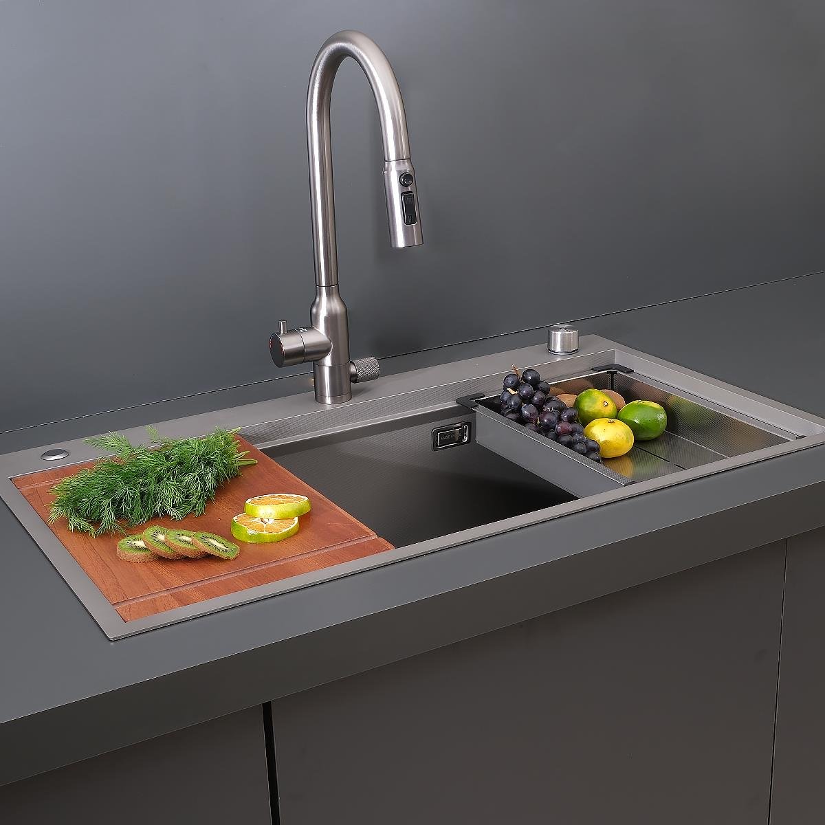 Alia El Yapımı Nano Eviye Seti 85x48 cm Mat Gri (Gun Grey)