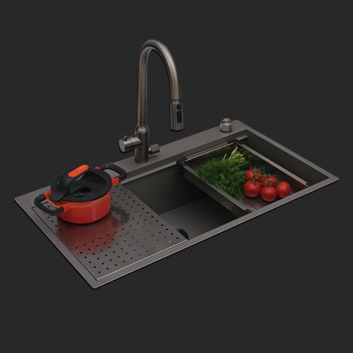 Alia El Yapımı Nano Eviye Seti 85x48 cm Mat Gri (Gun Grey)